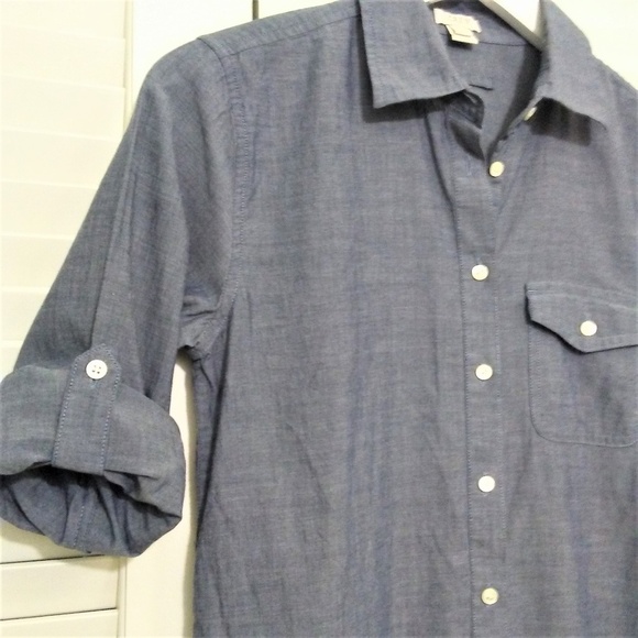 J. Crew Chambray Roll Tab Tunic Shirt Size XXS - Picture 8 of 8